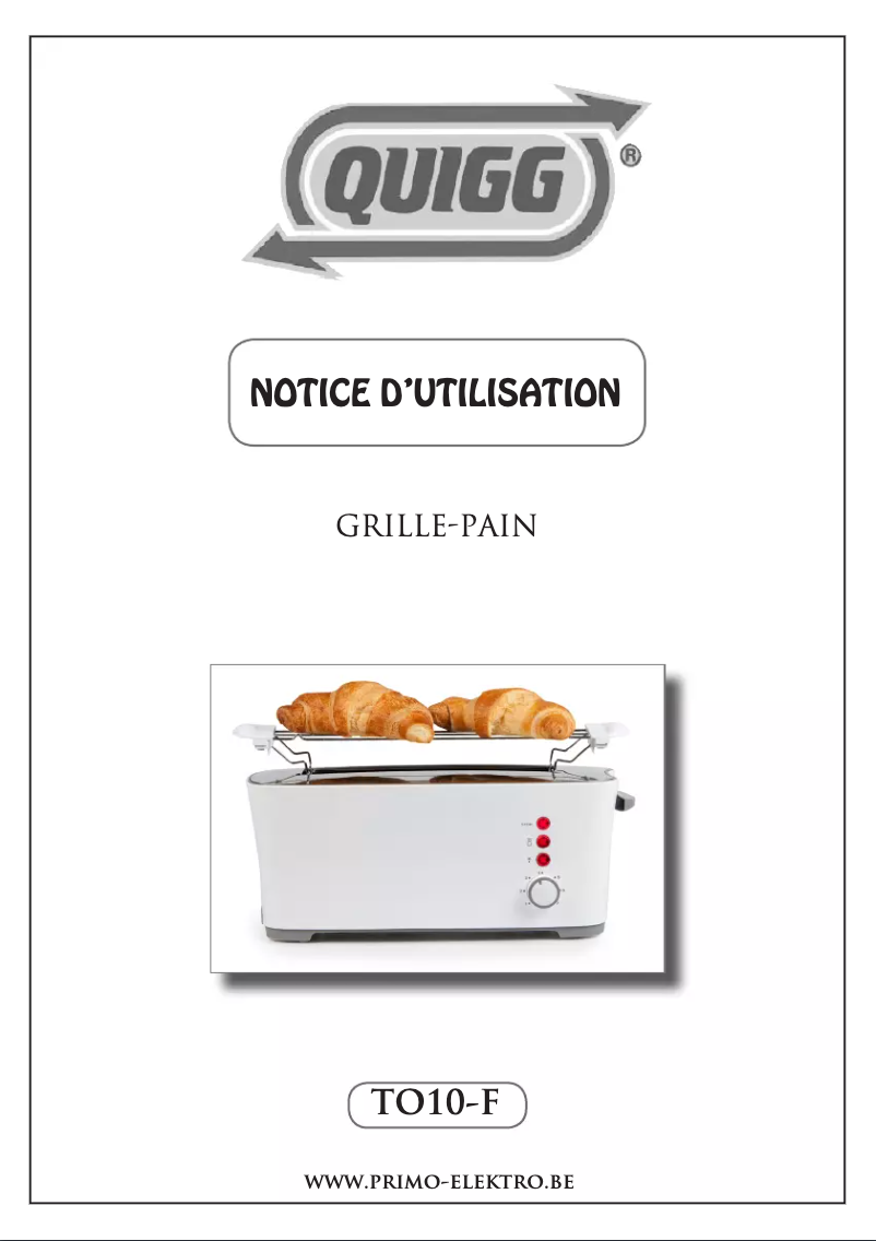 Page 1 de la notice Manuel utilisateur Quigg TO10