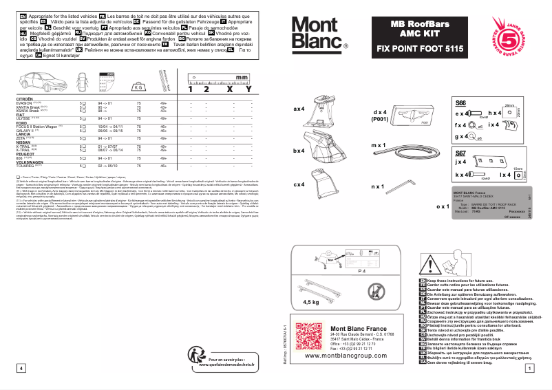 Page 1 de la notice Manuel utilisateur Mont Blanc AMC 5115