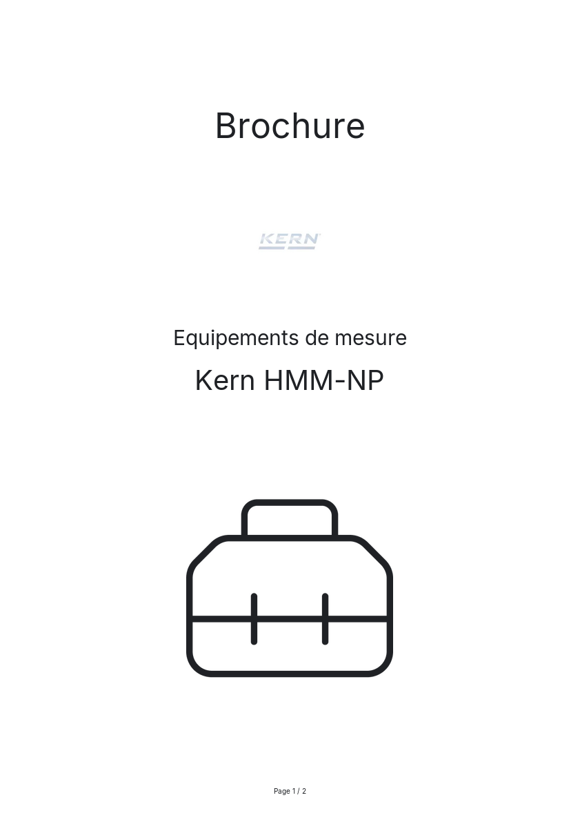 Page n°1 - Brochure Kern HMM-NP