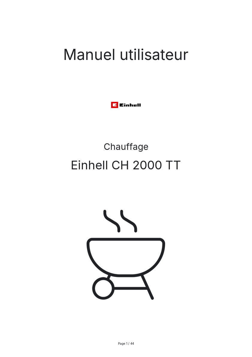 Page n°1 - Manuel utilisateur Einhell CH 2000 TT