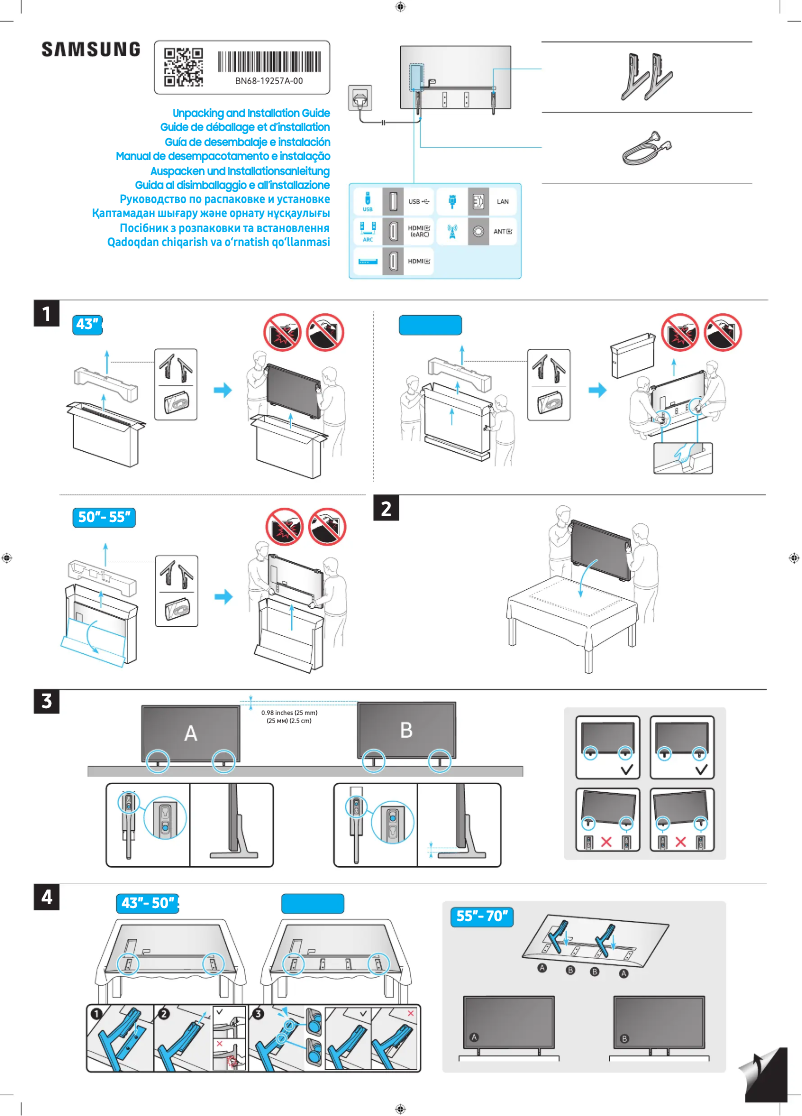 Page 1 de la notice Guide d'installation Samsung UN50DU7100F