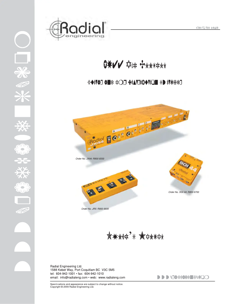Page 1 de la notice Manuel utilisateur Radial Engineering JX44 V2