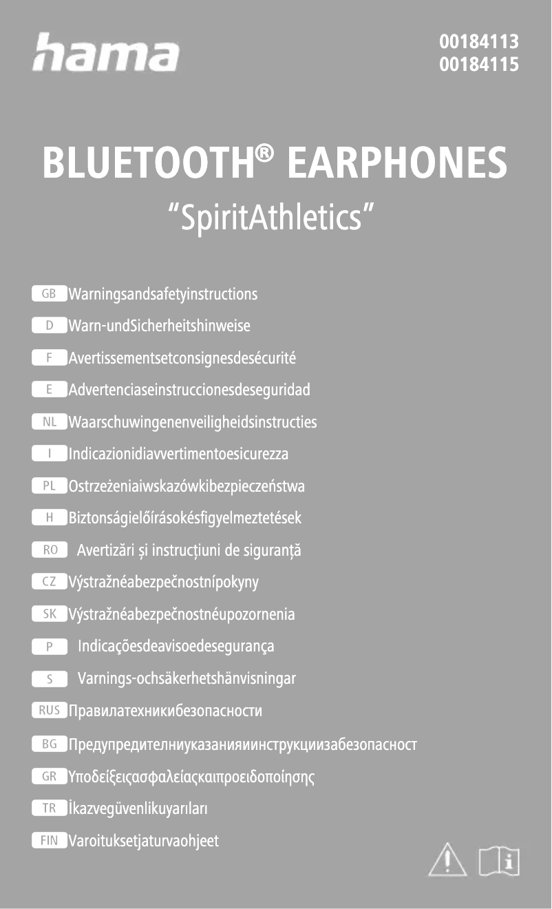 Página 1 del manual Instrucciones de seguridad Hama Spirit Athletics 00184113