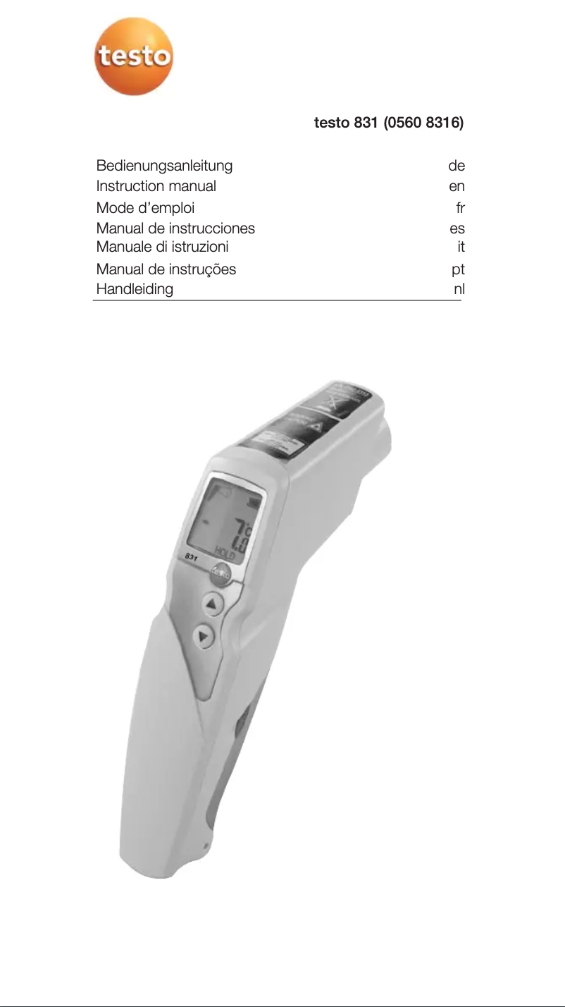 Page n°1 - Manuel utilisateur Testo 831