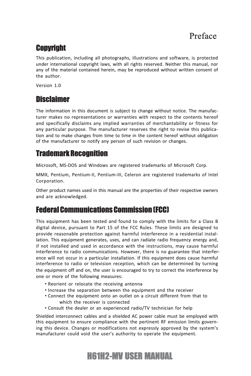 Page 1 de la notice Manuel utilisateur ECS H61H2-MV