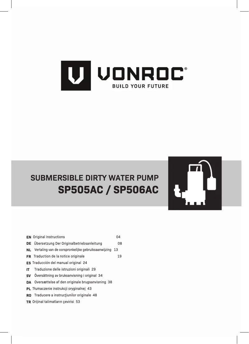 Page n°1 - Manuel utilisateur Vonroc SP505AC