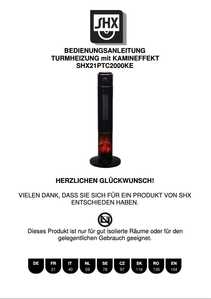 Page n°1 - Manuel utilisateur SHX SHX21PTC2000KE