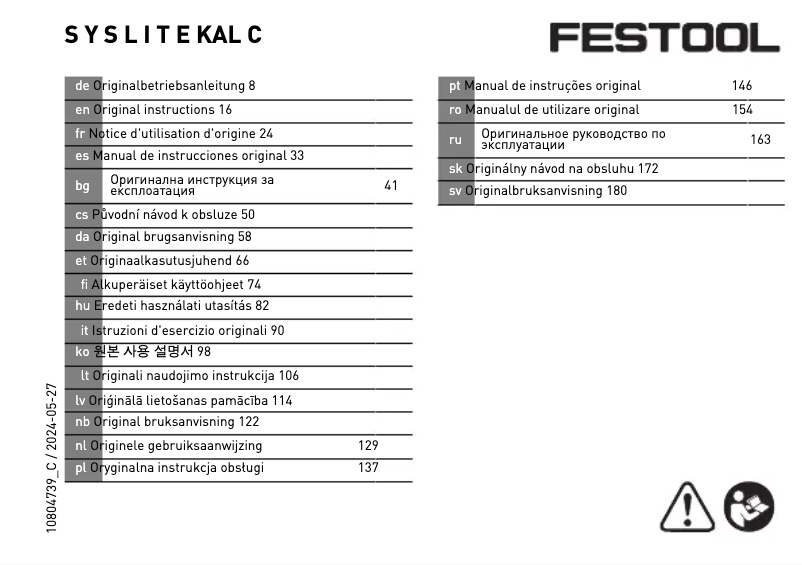 Page n°1 - Manuel utilisateur Festool Syslite KAL C