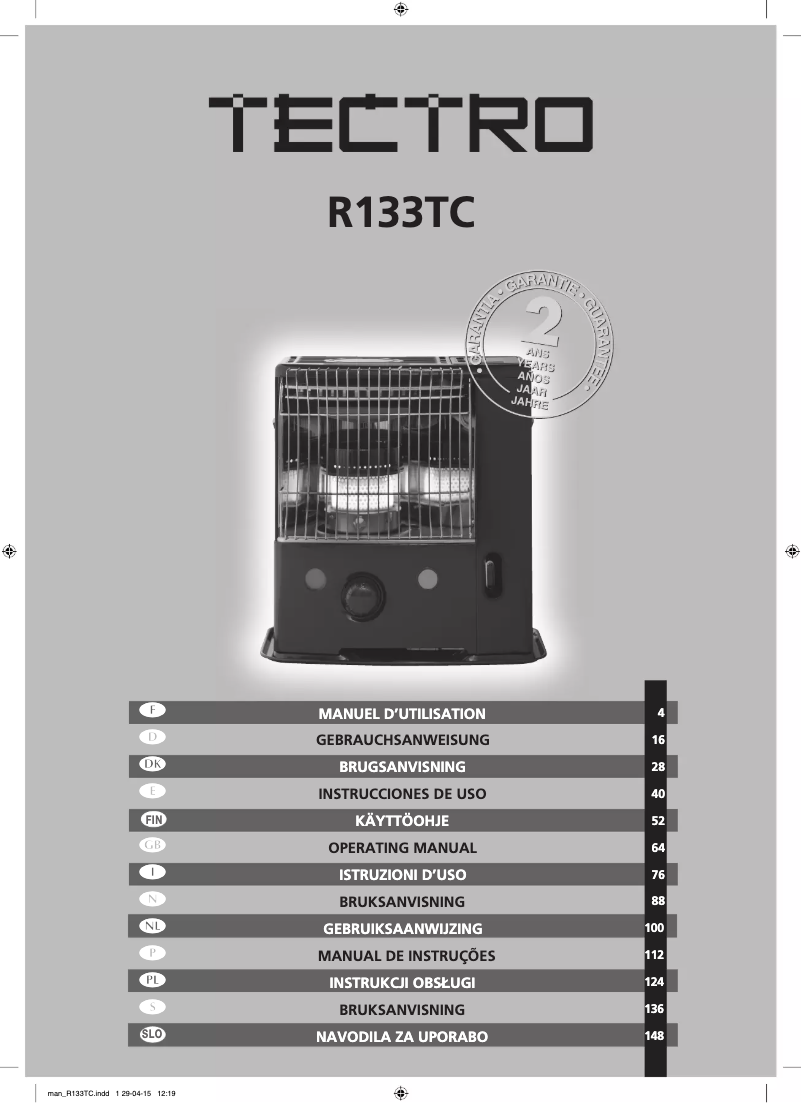 Page 1 de la notice Manuel utilisateur Qlima R133TC
