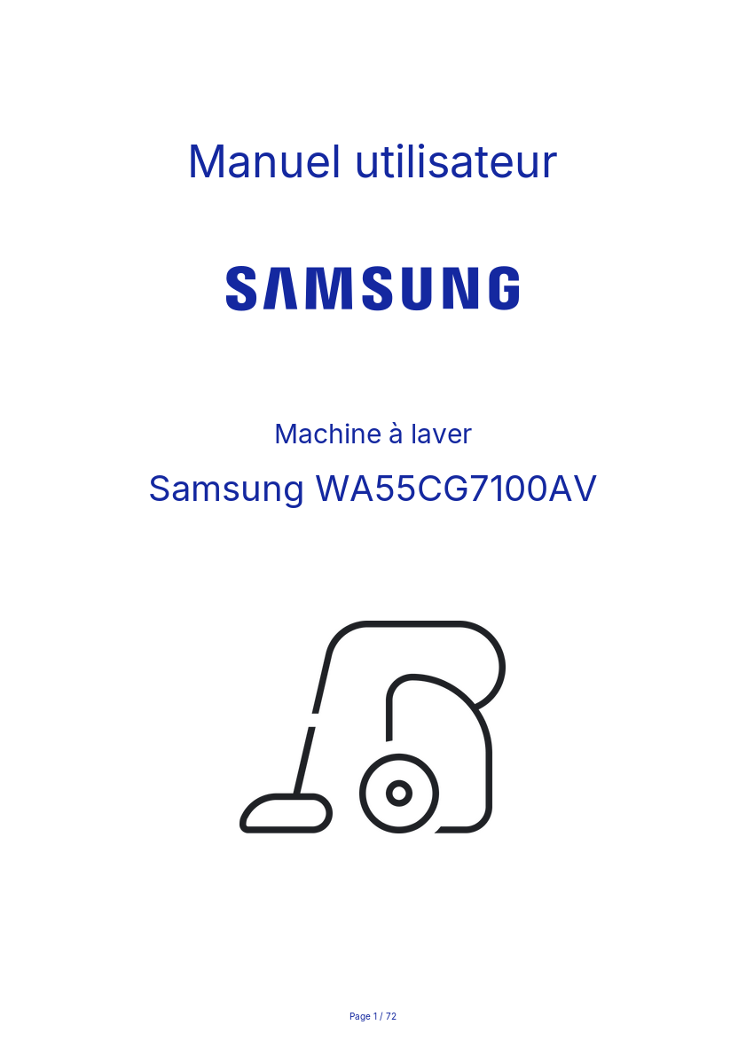 Page n°1 - Manuel utilisateur Samsung WA55CG7100AV