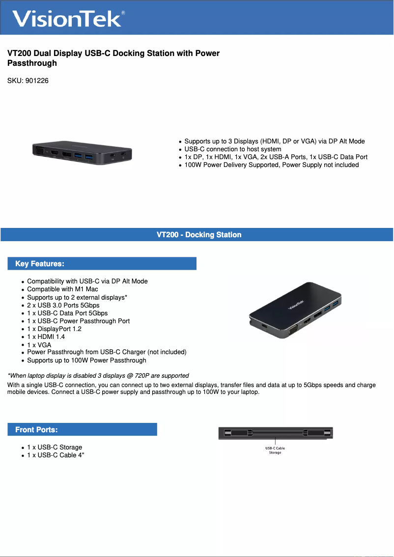 Page 1 de la notice Manuel utilisateur VisionTek VT200