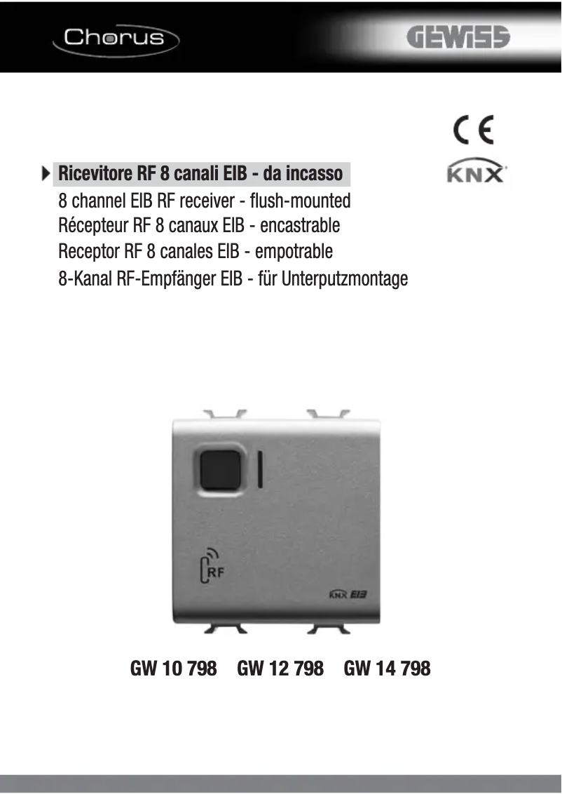 Page 1 de la notice Manuel utilisateur Gewiss GW14798