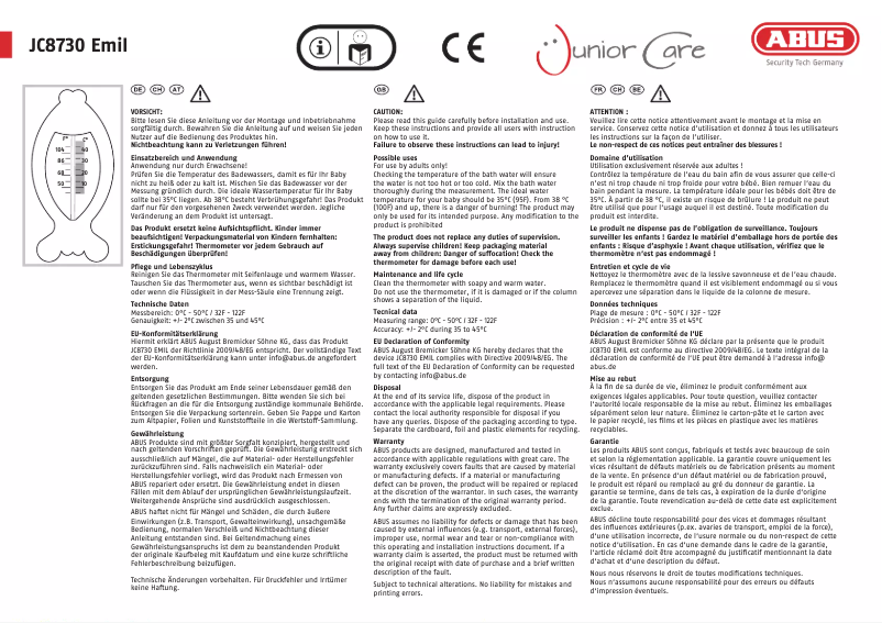 Image de la première page du manuel de l'appareil JC8730 Emil