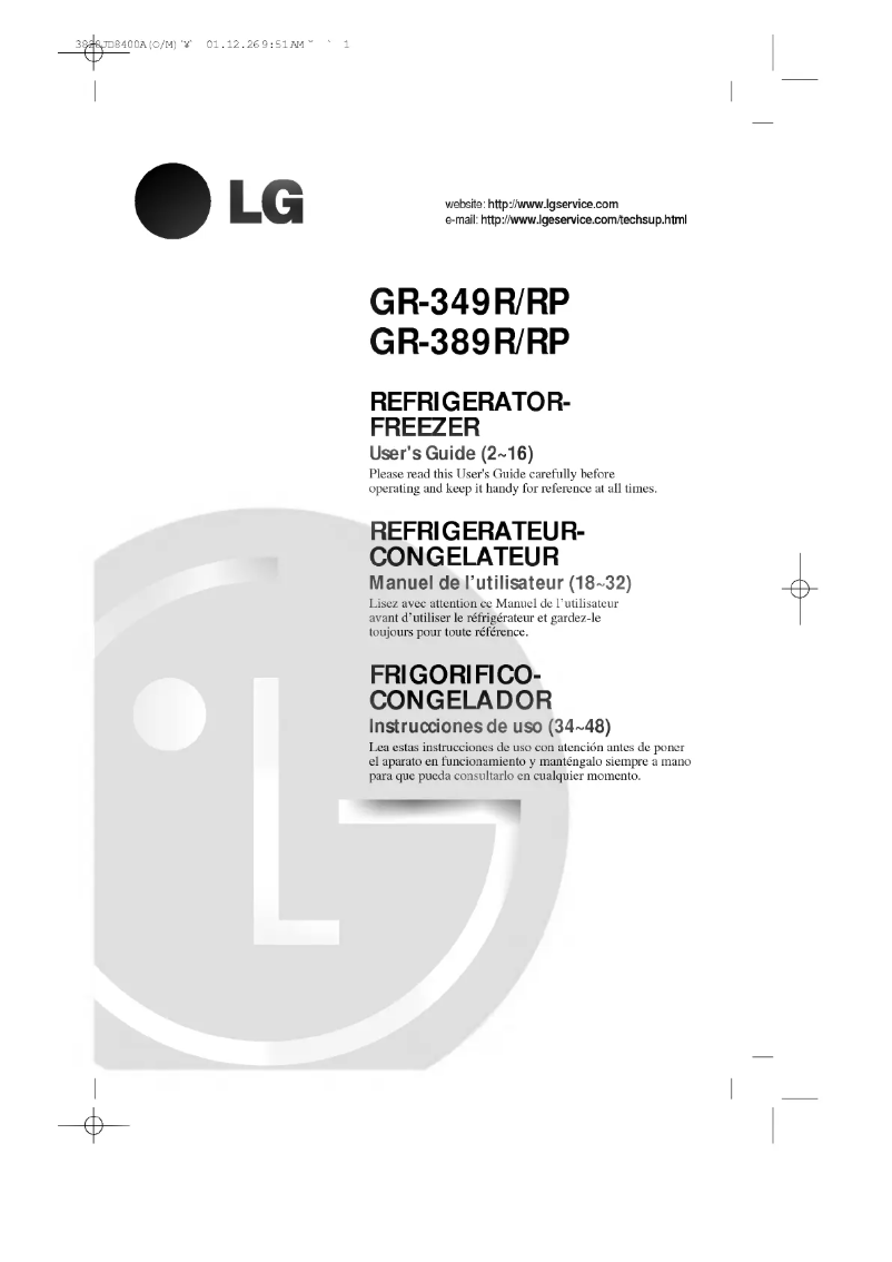 Page n°1 - Manuel utilisateur LG GR-349RP