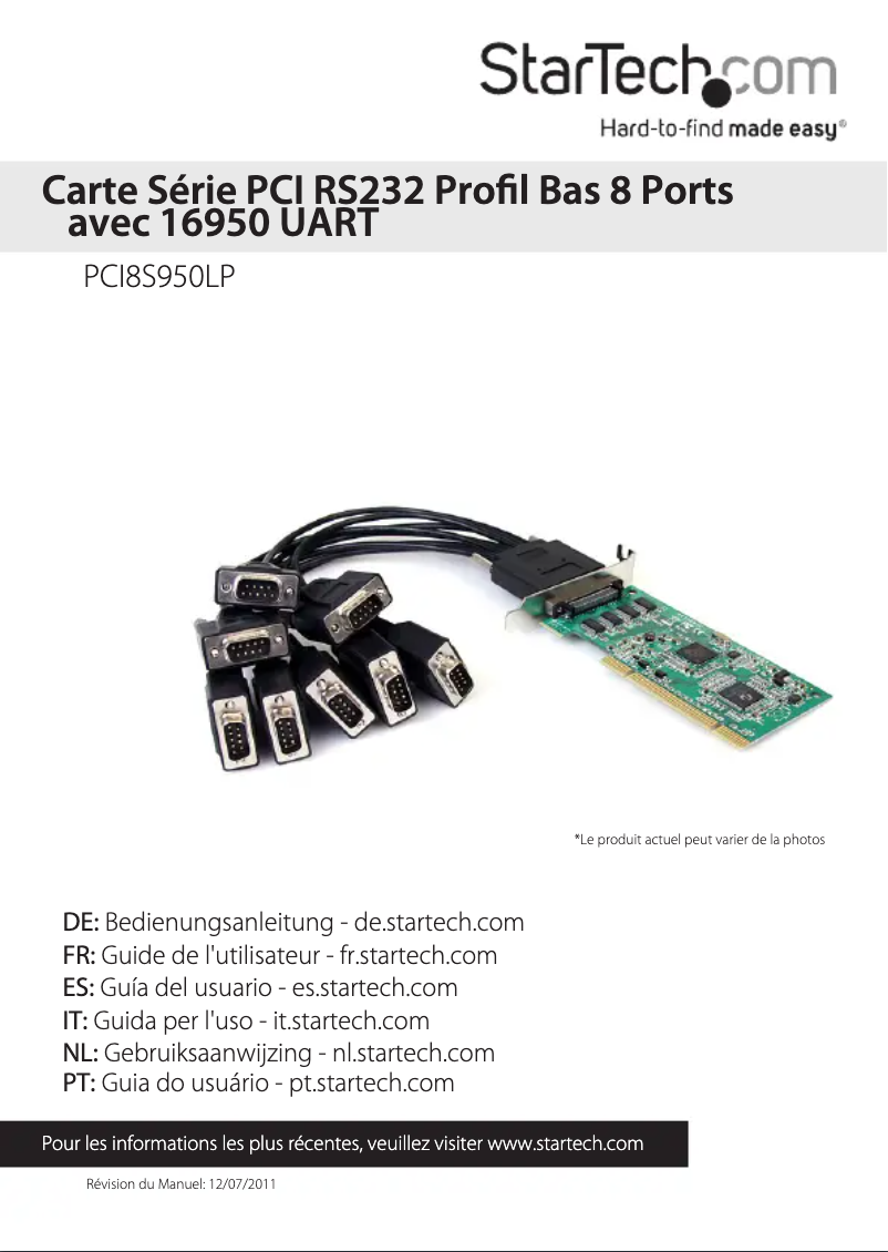 Image de la première page du manuel de l'appareil PCI8S950LP