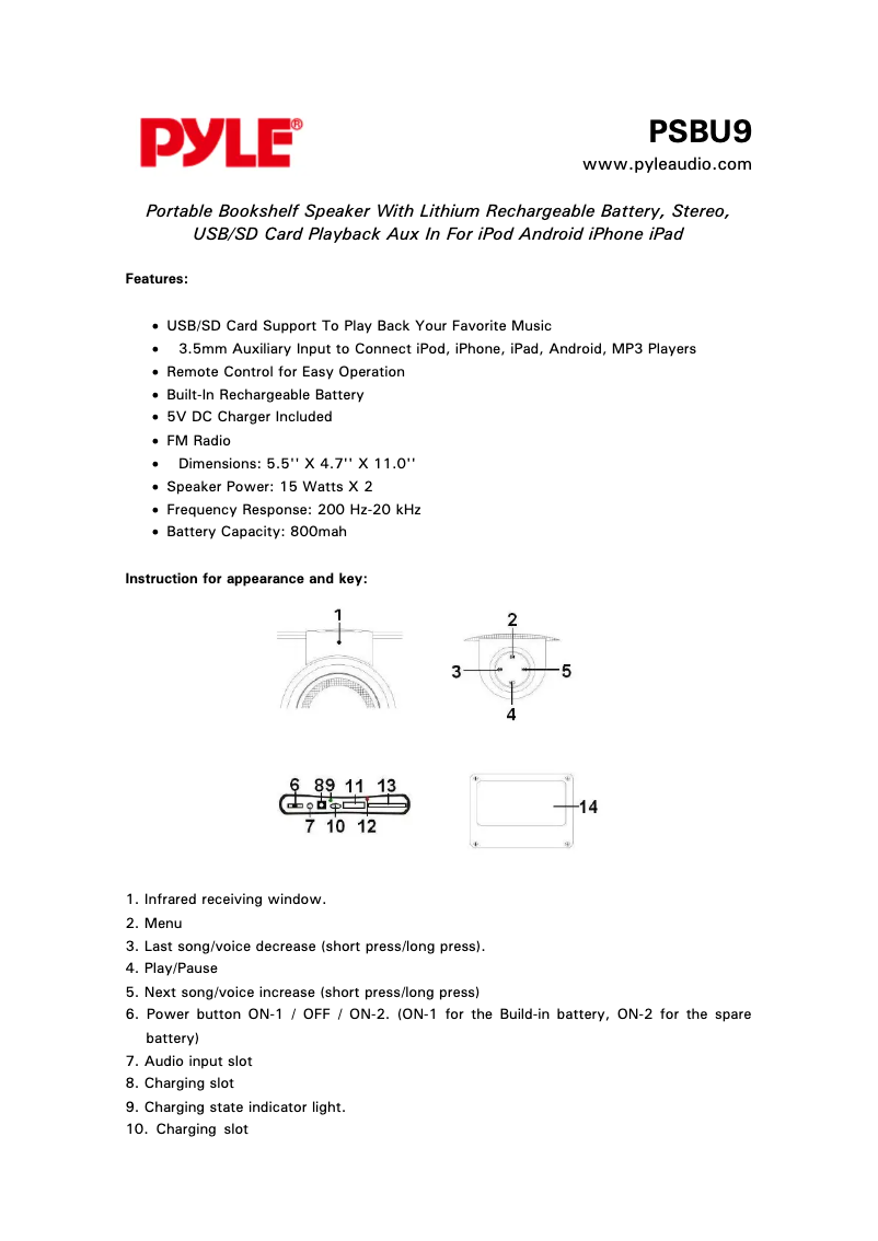 Image de la première page du manuel de l'appareil PSBU9