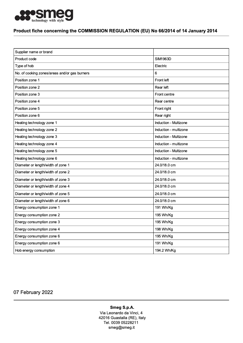 Page n°1 - Brochure Smeg SIM1963D