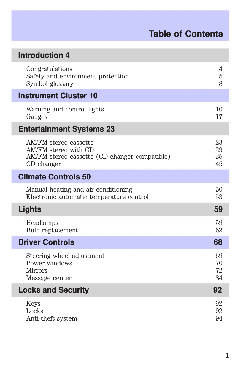 Image de la première page du manuel de l'appareil Grand Marquis (2000)