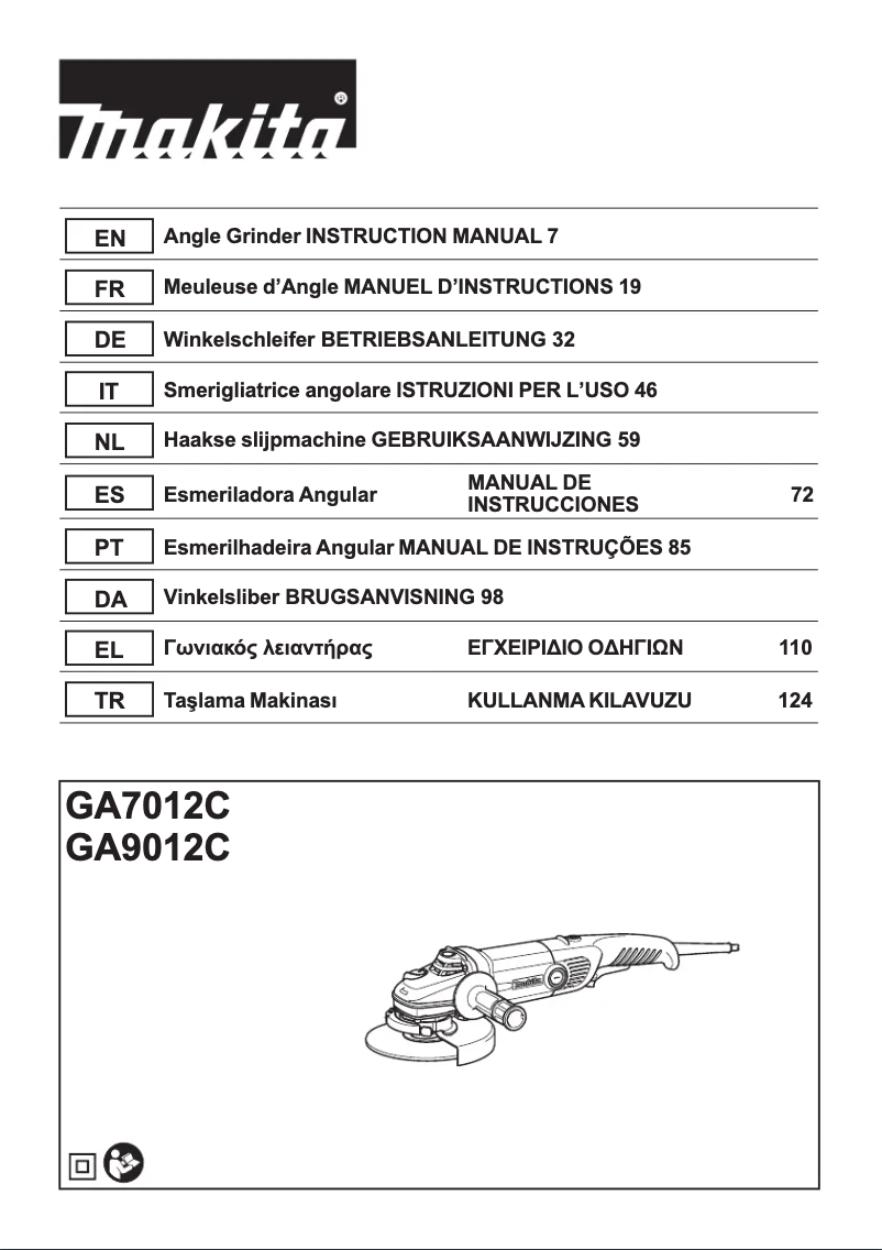 Page 1 de la notice Manuel utilisateur Makita GA9012C