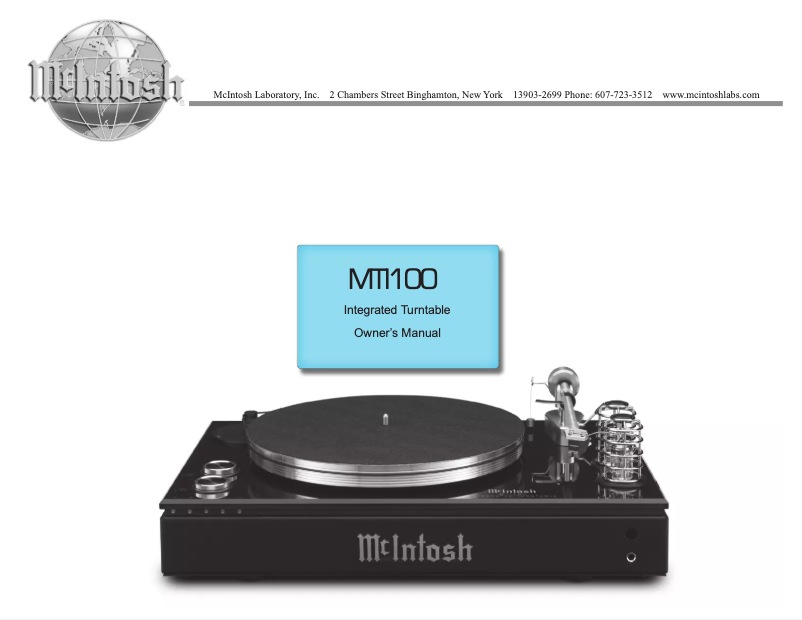 Page n°1 - Manuel utilisateur McIntosh MTI100