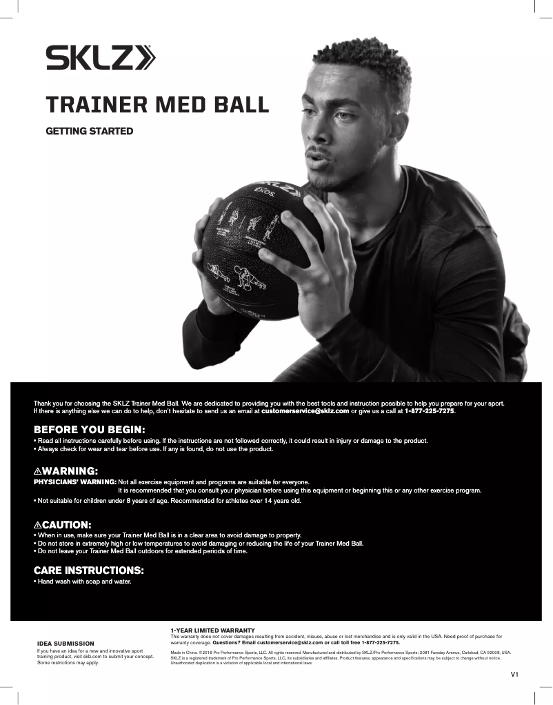 Page 1 de la notice Manuel utilisateur SKLZ PERF-MEDB-001