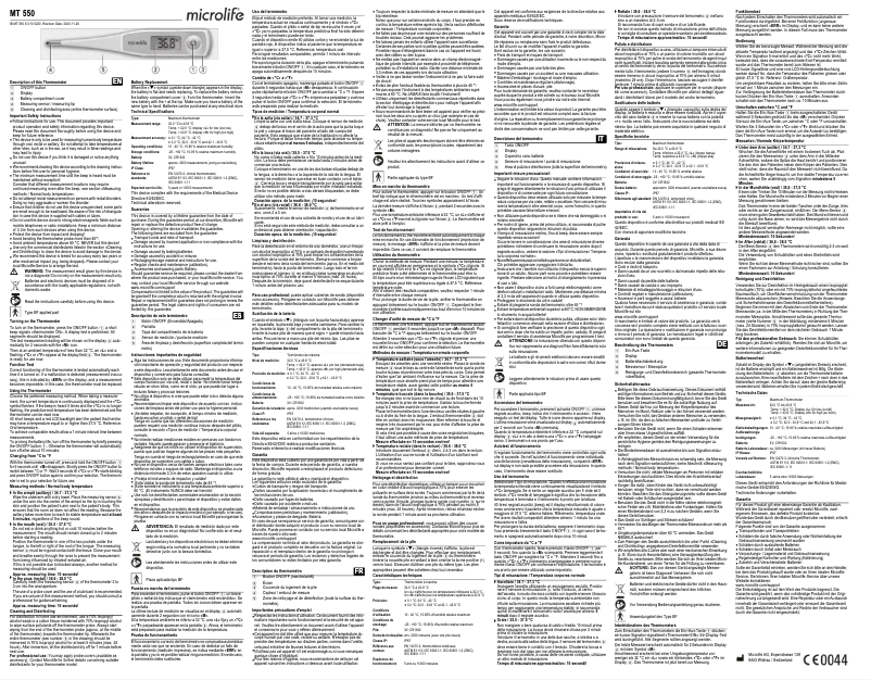 Image de la première page du manuel de l'appareil MT 550