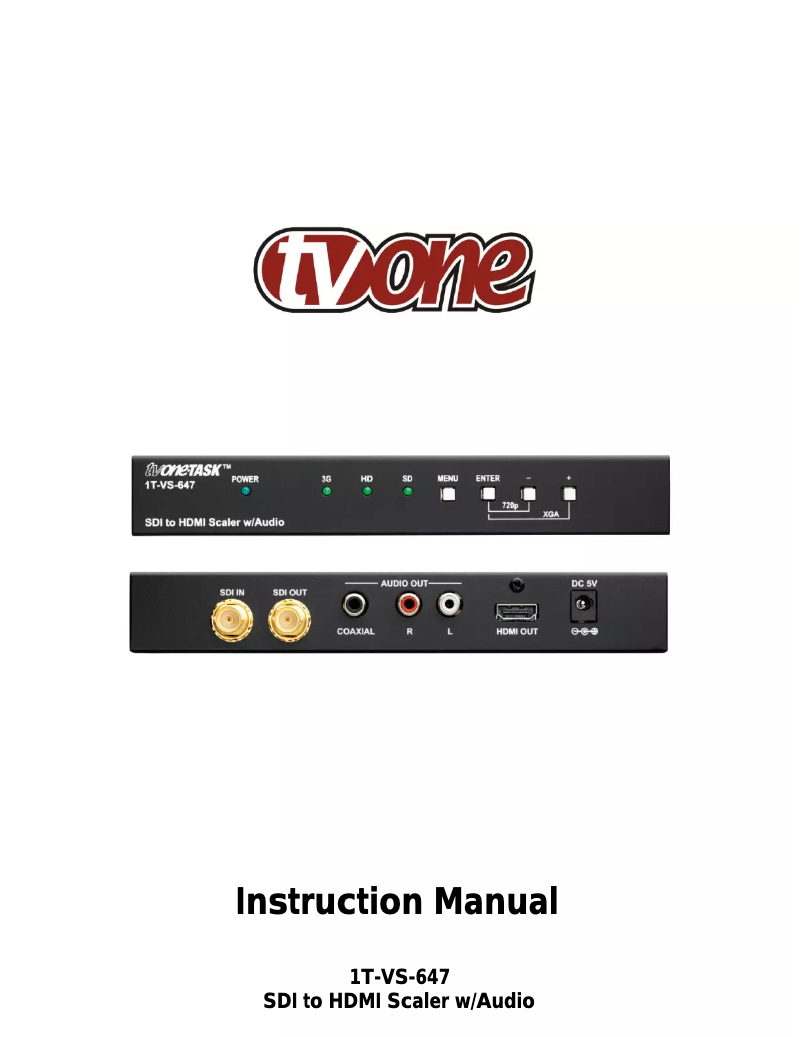 Page n°1 - Manuel utilisateur TV One 1T-VS-647