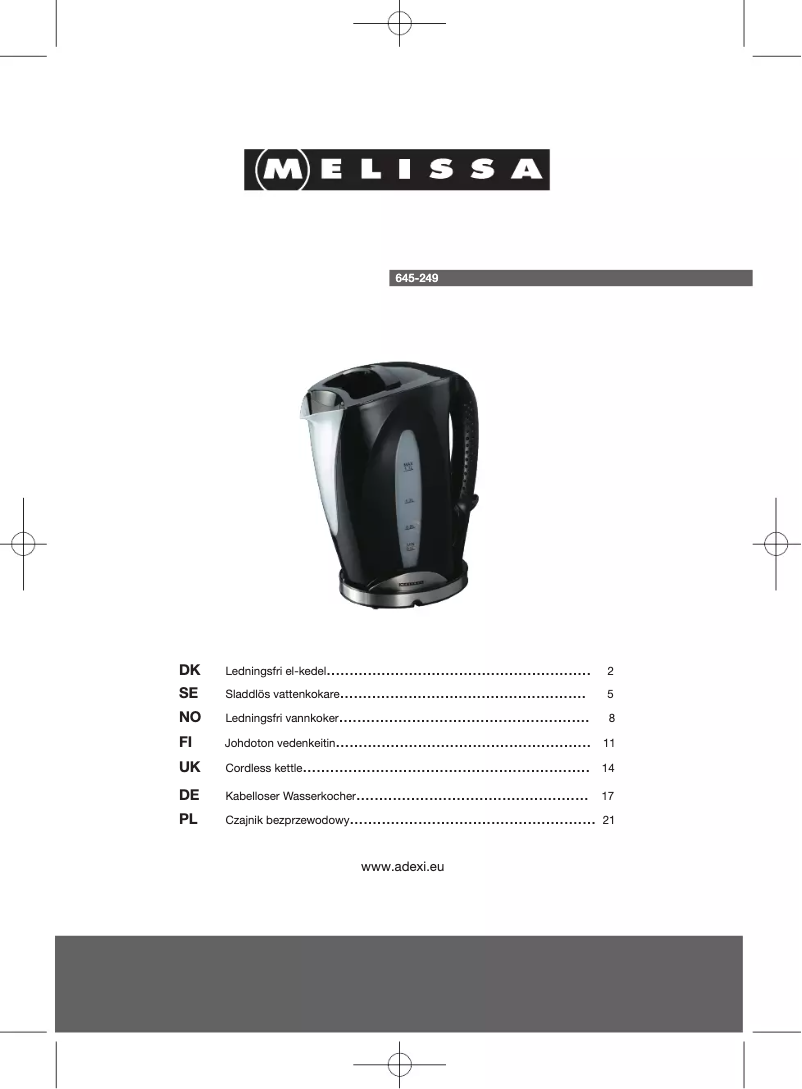 Page 1 de la notice Manuel utilisateur Melissa 645-249