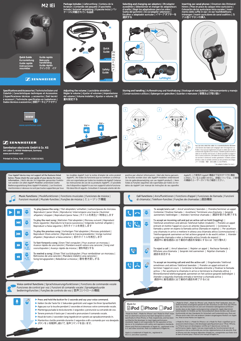 Page n°1 - Manuel utilisateur Sennheiser Momentum M2 IEi