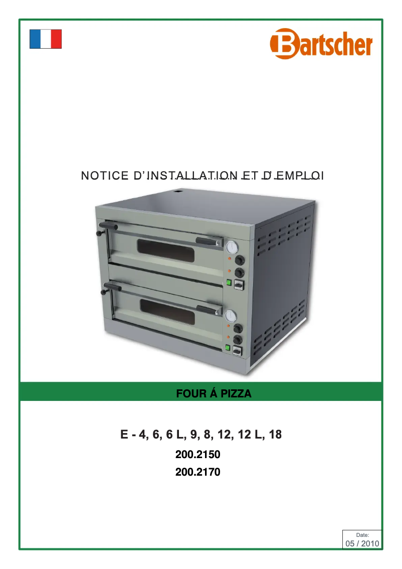 Page n°1 - Manuel utilisateur Bartscher ET 205