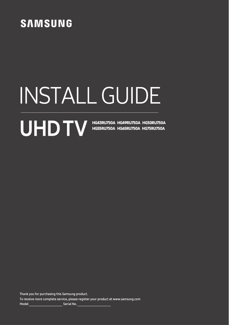Page 1 de la notice Guide d'installation Samsung HG50RU750AK