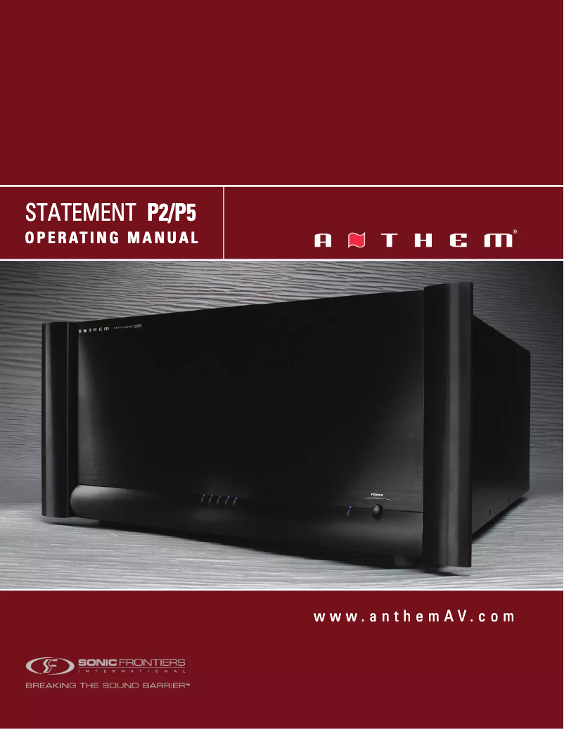 Página 1 del manual Manual de instrucciones Anthem P2