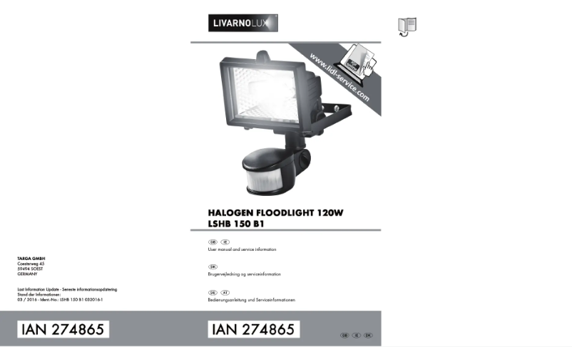 Image de la première page du manuel de l'appareil IAN 274865