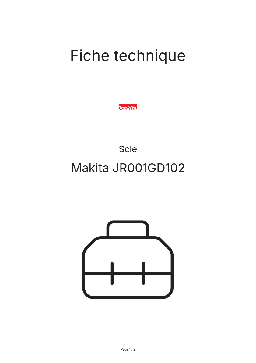 Page n°1 - Fiche technique Makita JR001GD102