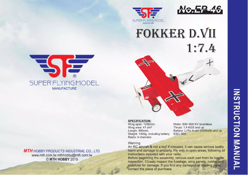 Image de la première page du manuel de l'appareil Fokker DVII