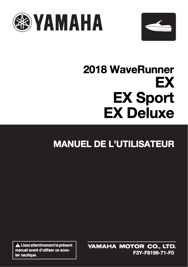 Page 1 de la notice Manuel utilisateur Yamaha WaveRunner EX (2018)
