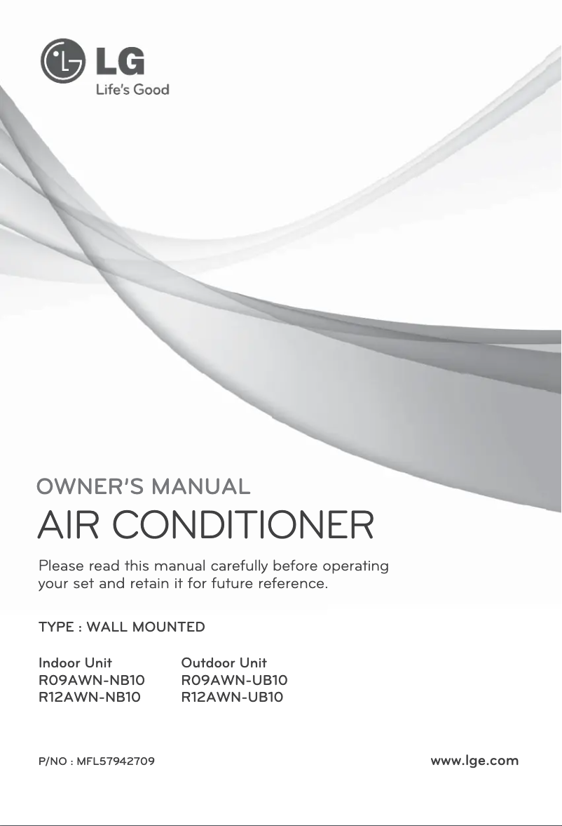 Page 1 de la notice Manuel utilisateur LG R12AWN-UB10