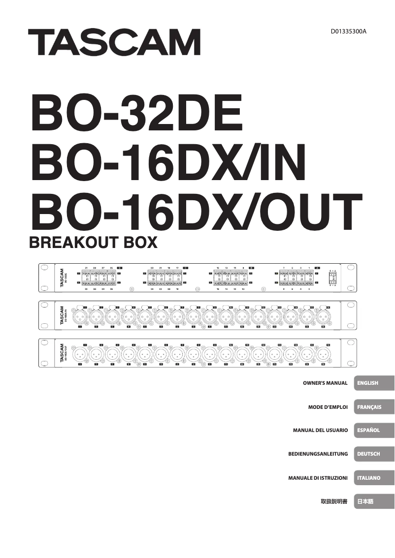 Page n°1 - Manuel utilisateur Tascam BO-16DX/OUT
