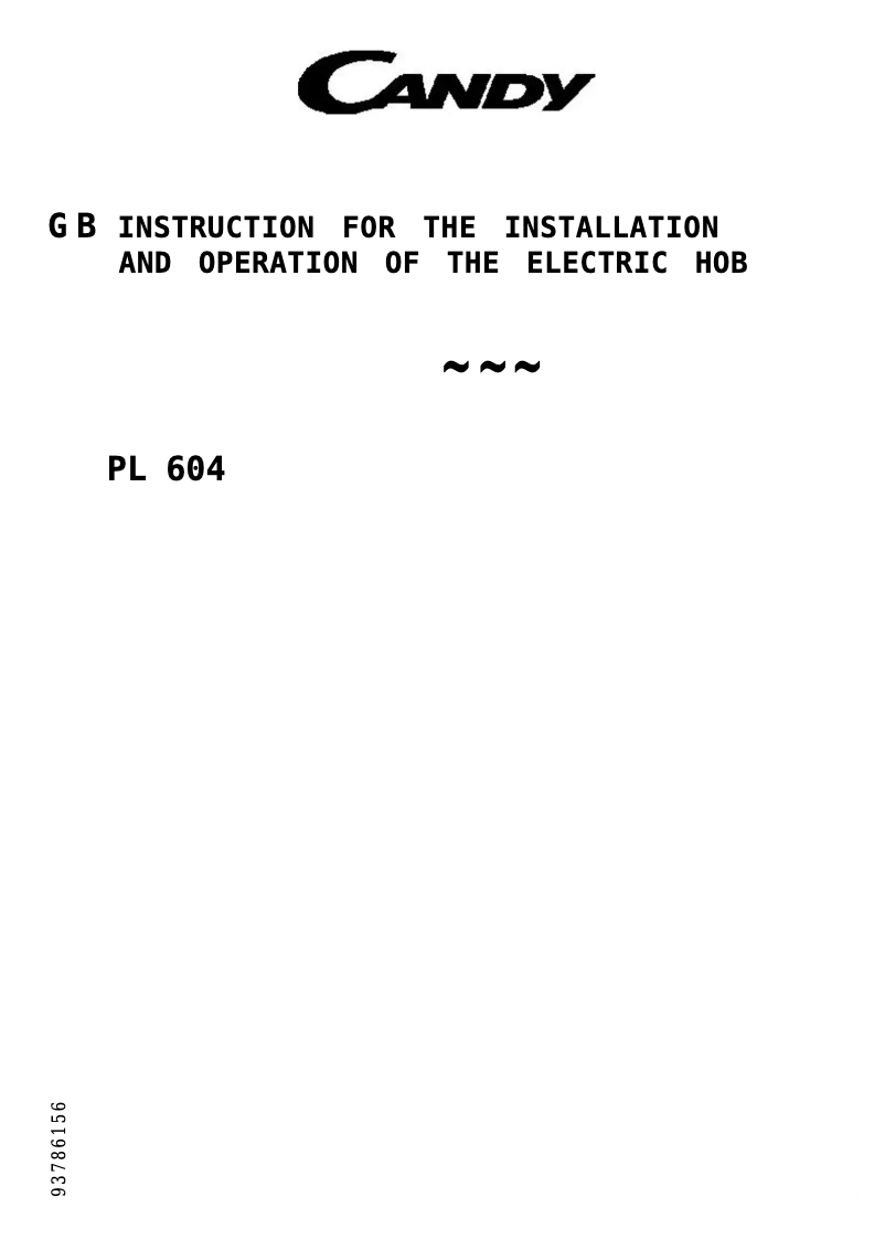 Page n°1 - Manuel utilisateur Candy P 604/1 X