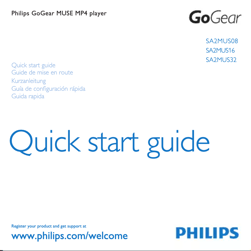 Page n°1 - Guide de démarrage rapide Philips GoGear SA2ARA08
