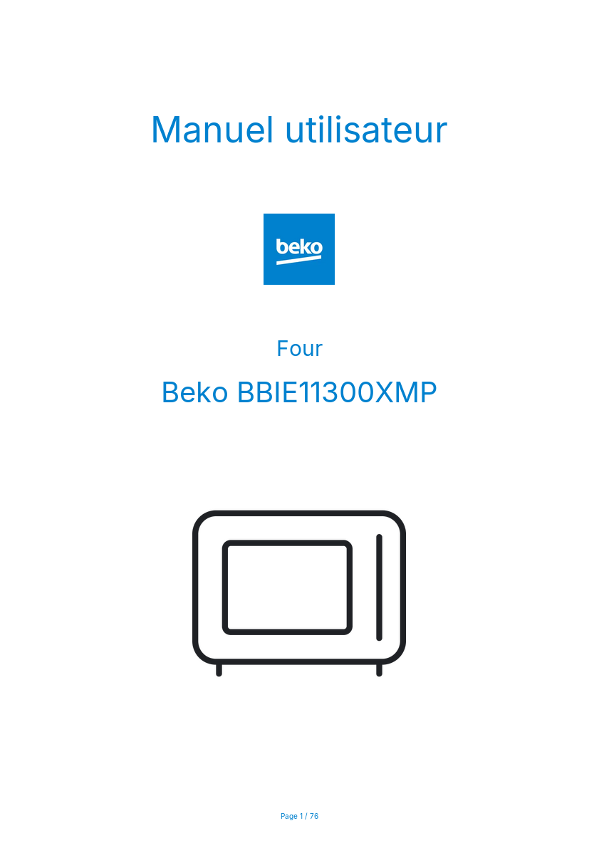 Page n°1 - Manuel utilisateur Beko BBIE11300XMP