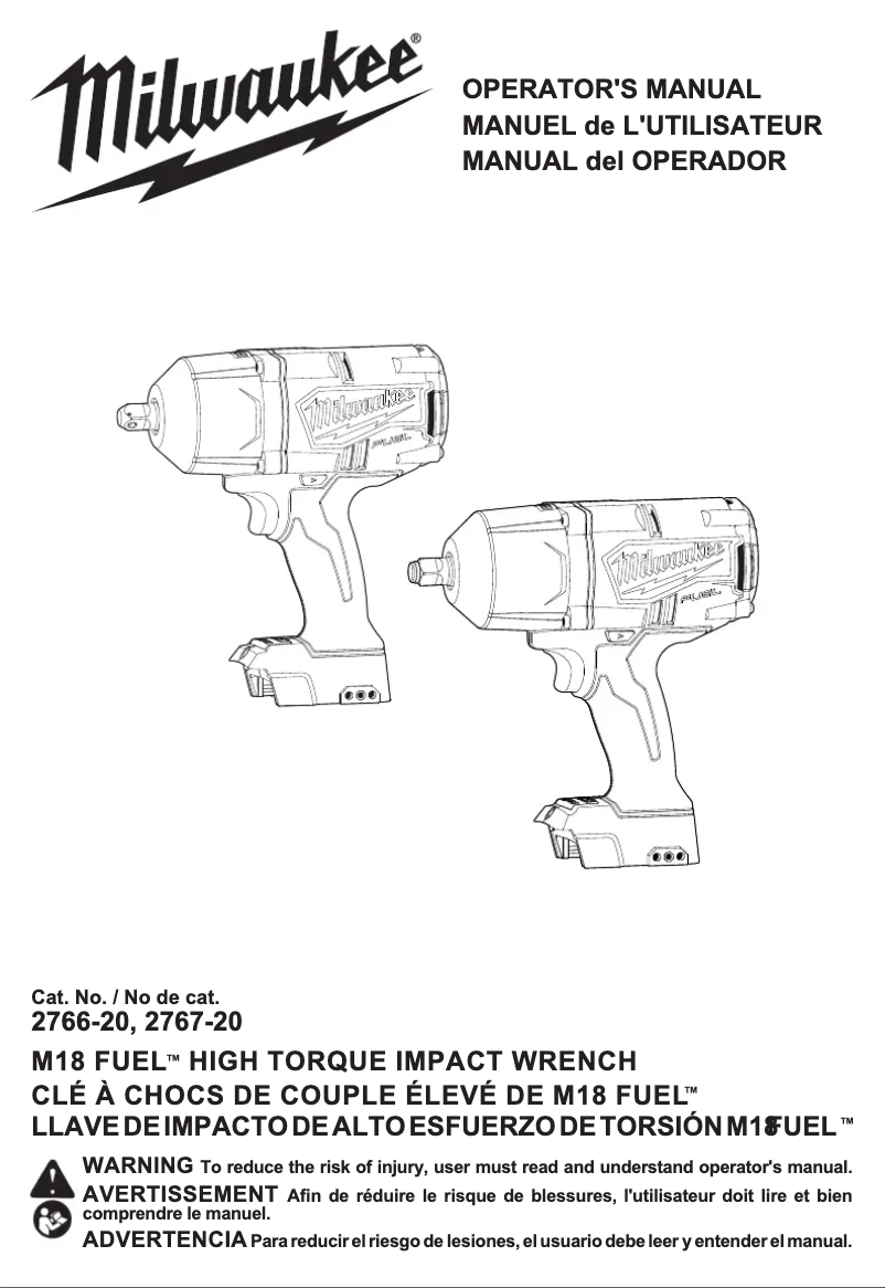 Image de la première page du manuel de l'appareil M18 Fuel 2766-22R