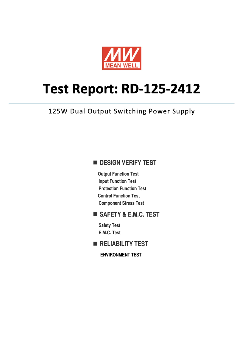 Page 1 de la notice Fiche technique Mean Well RD-125-2412