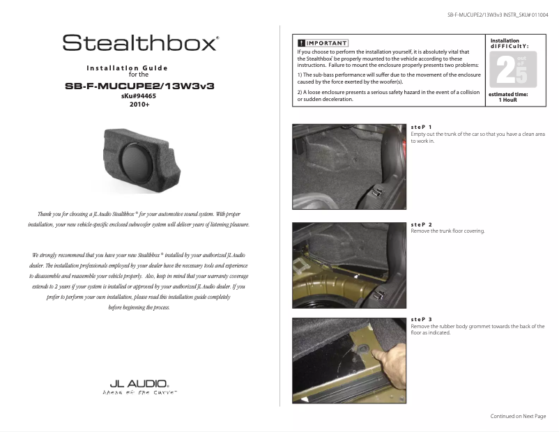 Image de la première page du manuel de l'appareil Stealthbox SB-F-MUCUPE2/13W3v3