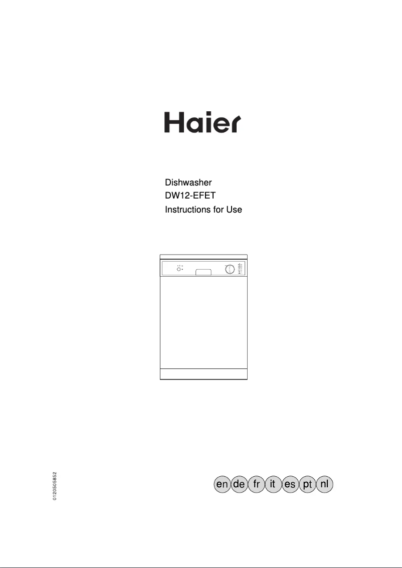 Page 1 de la notice Manuel utilisateur Haier DW12-EFET