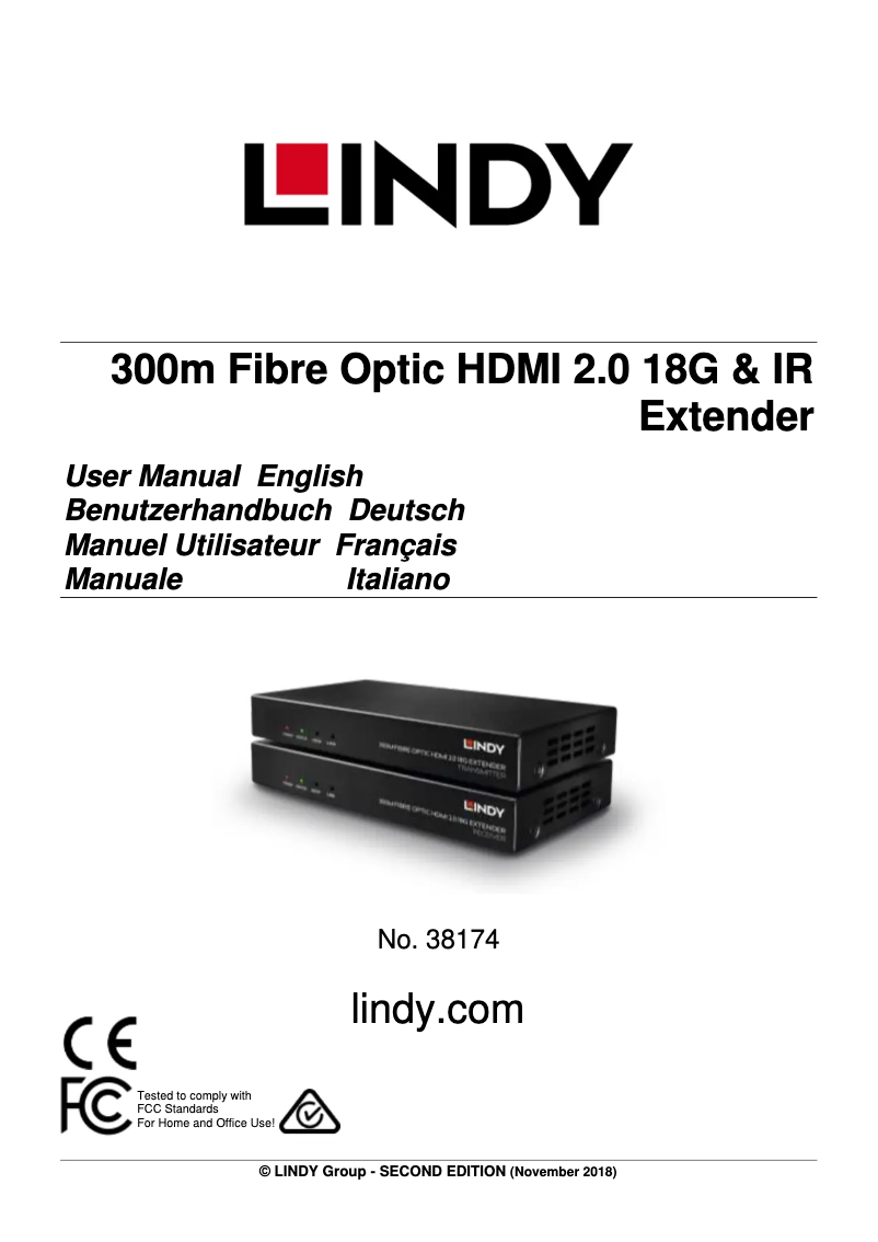 Page 1 de la notice Manuel utilisateur Lindy 38174