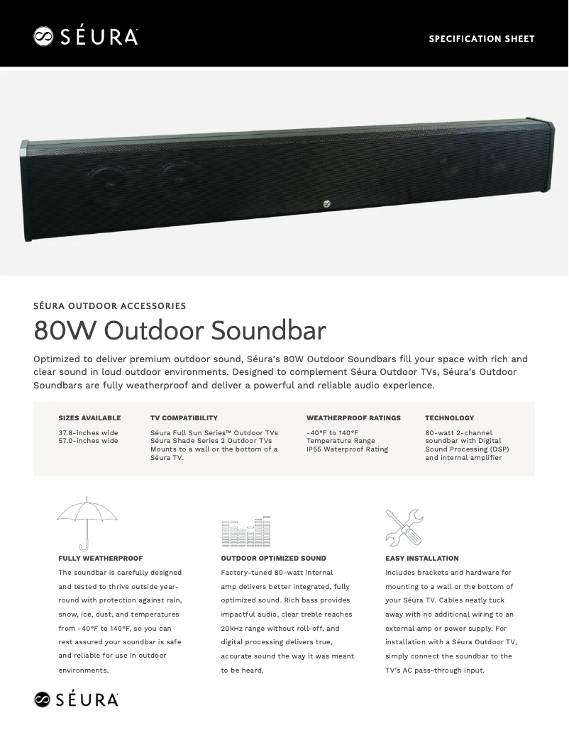 Page 1 de la notice Fiche technique Seura SSB-2