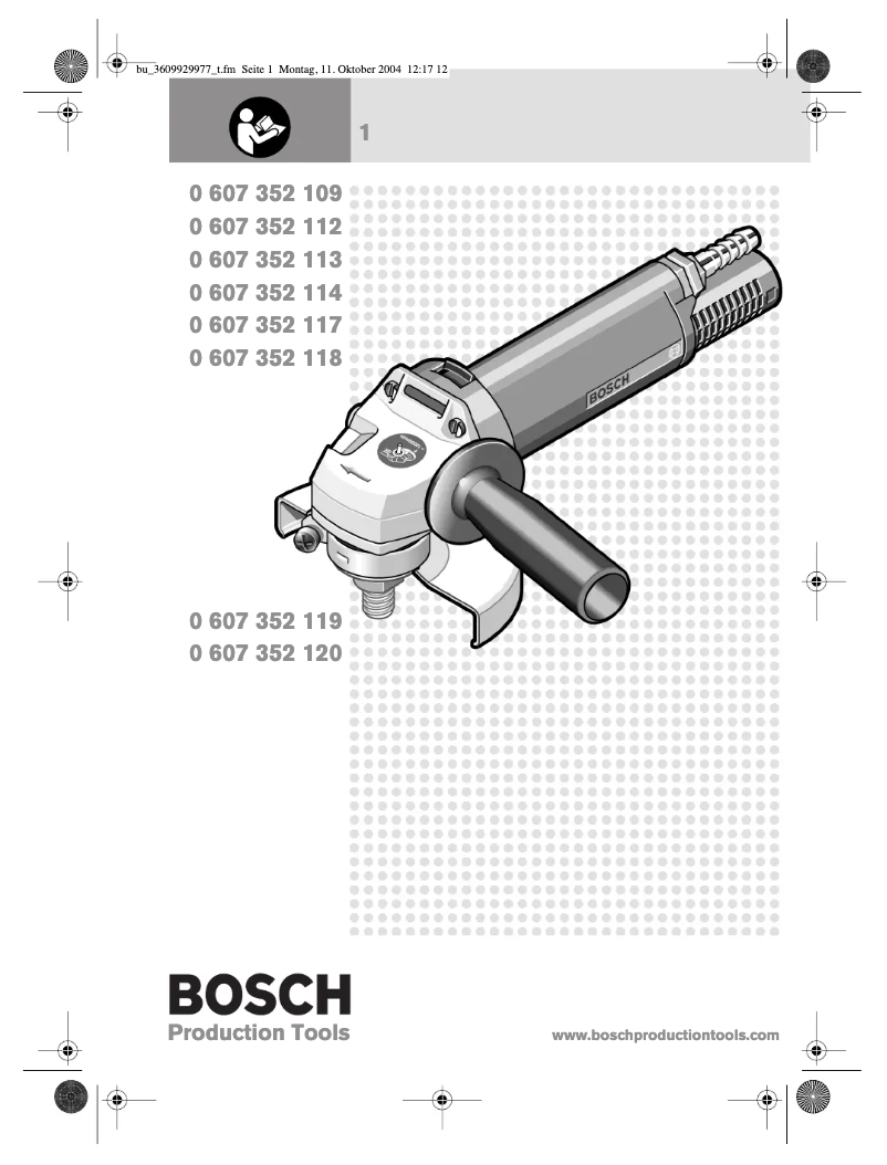 Page 1 de la notice Manuel utilisateur Bosch 0 607 352 109