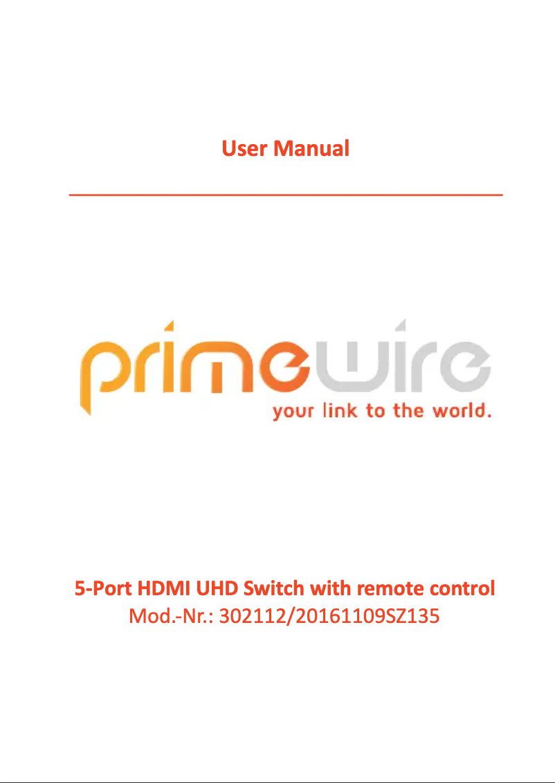 Page 1 de la notice Manuel utilisateur Primewire 302112