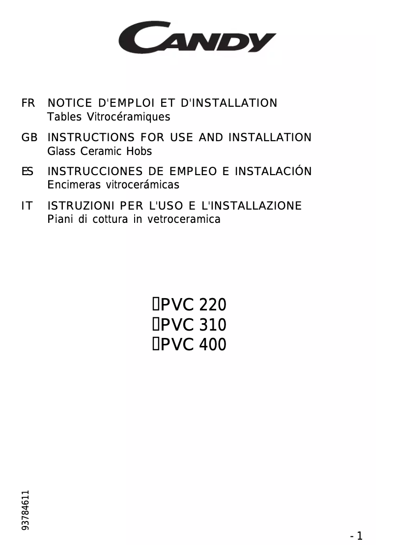 Image de la première page du manuel de l'appareil PC PVC 400 W